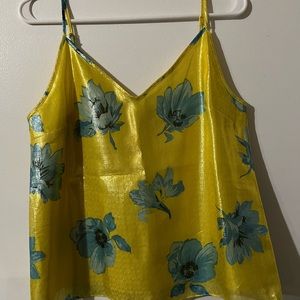 Bar III business style yellow top with blue flowers